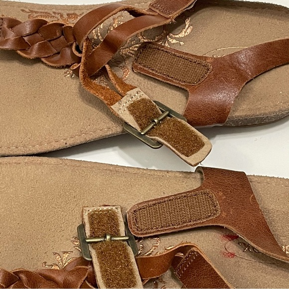 Aetrex Harper Braided Sandal Thong Womens 9.5 SC312W Brown Cork - Picture 10 of 11